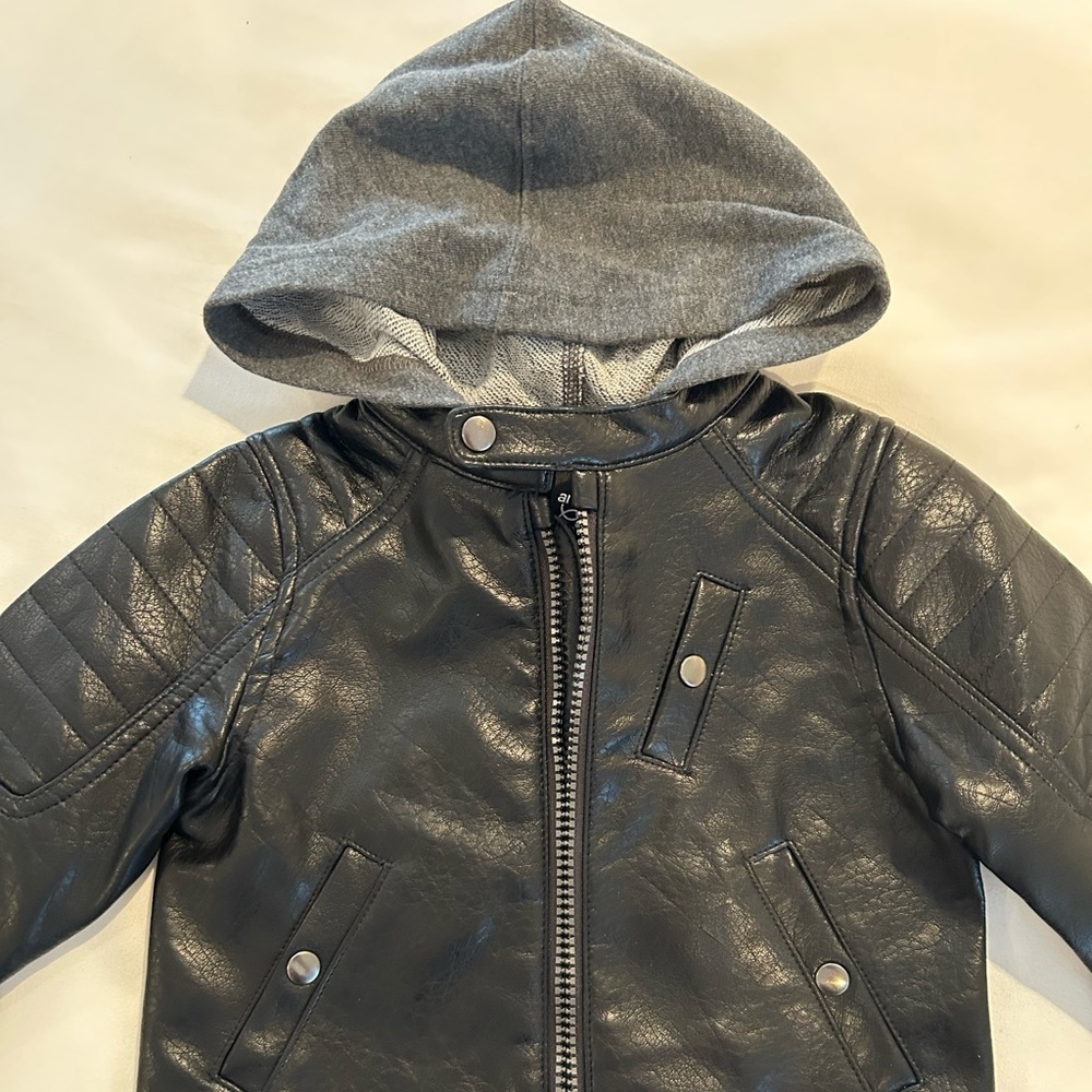 Art Class infant toddler boy hooded leather jacket